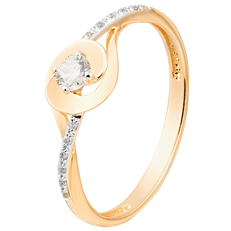 Кольцо, золото, бриллиант, 1011438